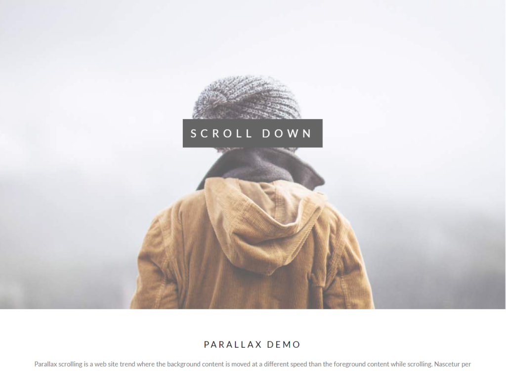 Parallax scrolling web design example