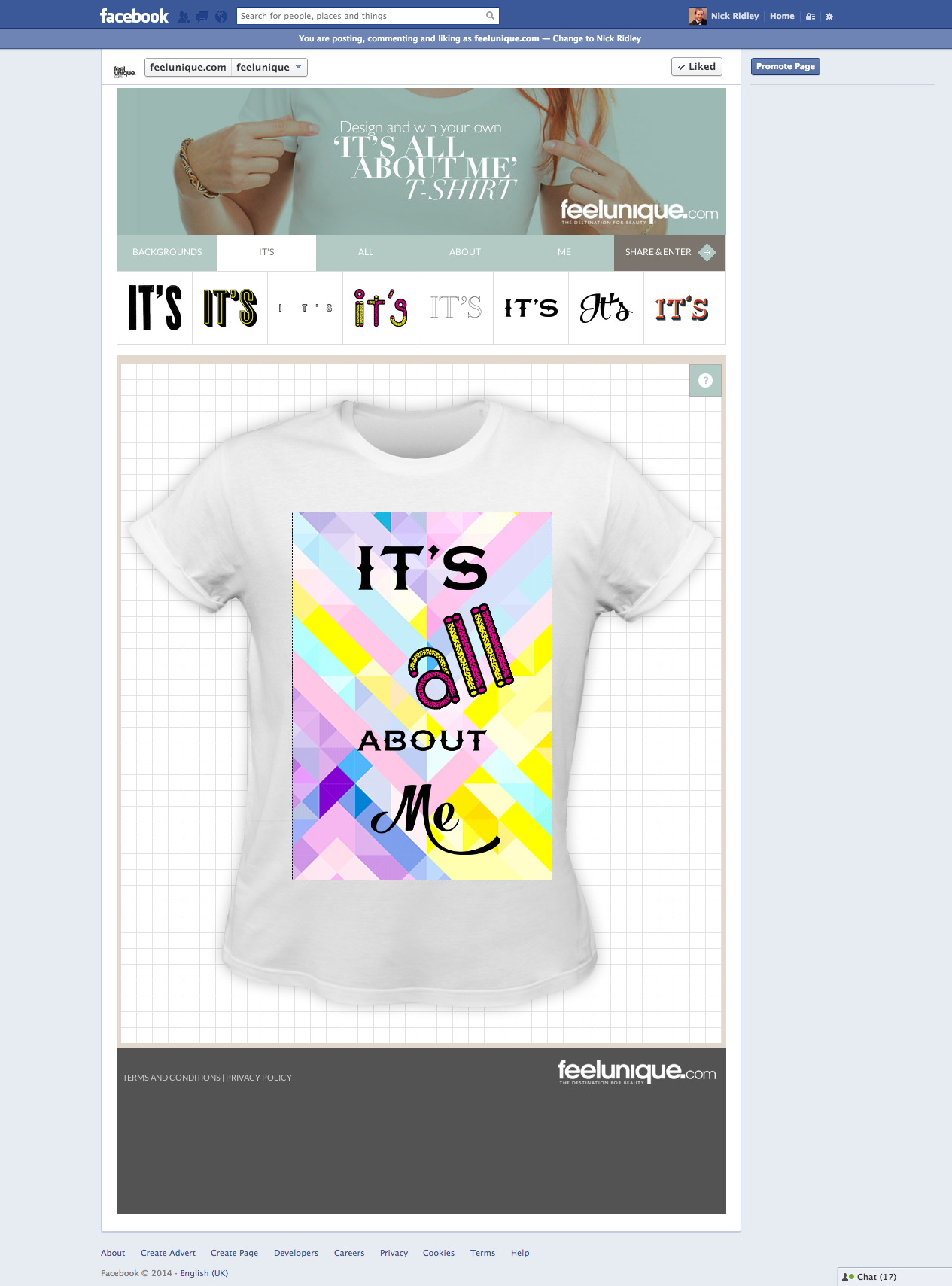 Feel Unique Facebook T-Shirt App: project image 1
