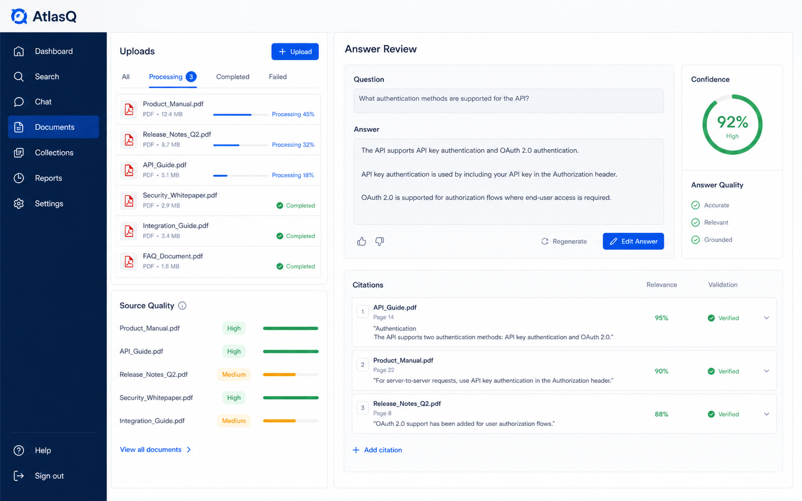AI-generated atlasq answer review interface illustration