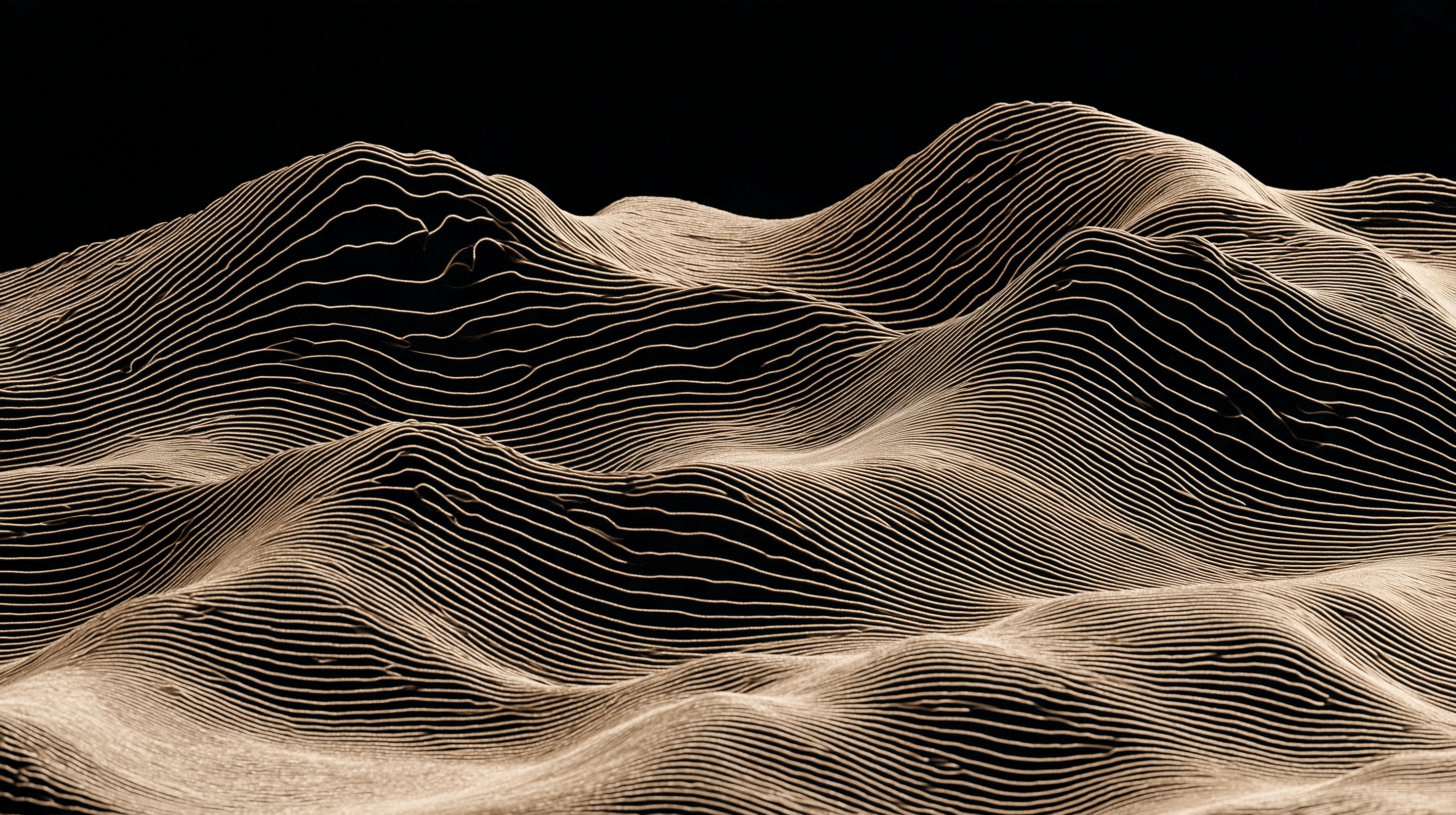 Flowing gold contour lines on black, representing FlowSignal workflow automation