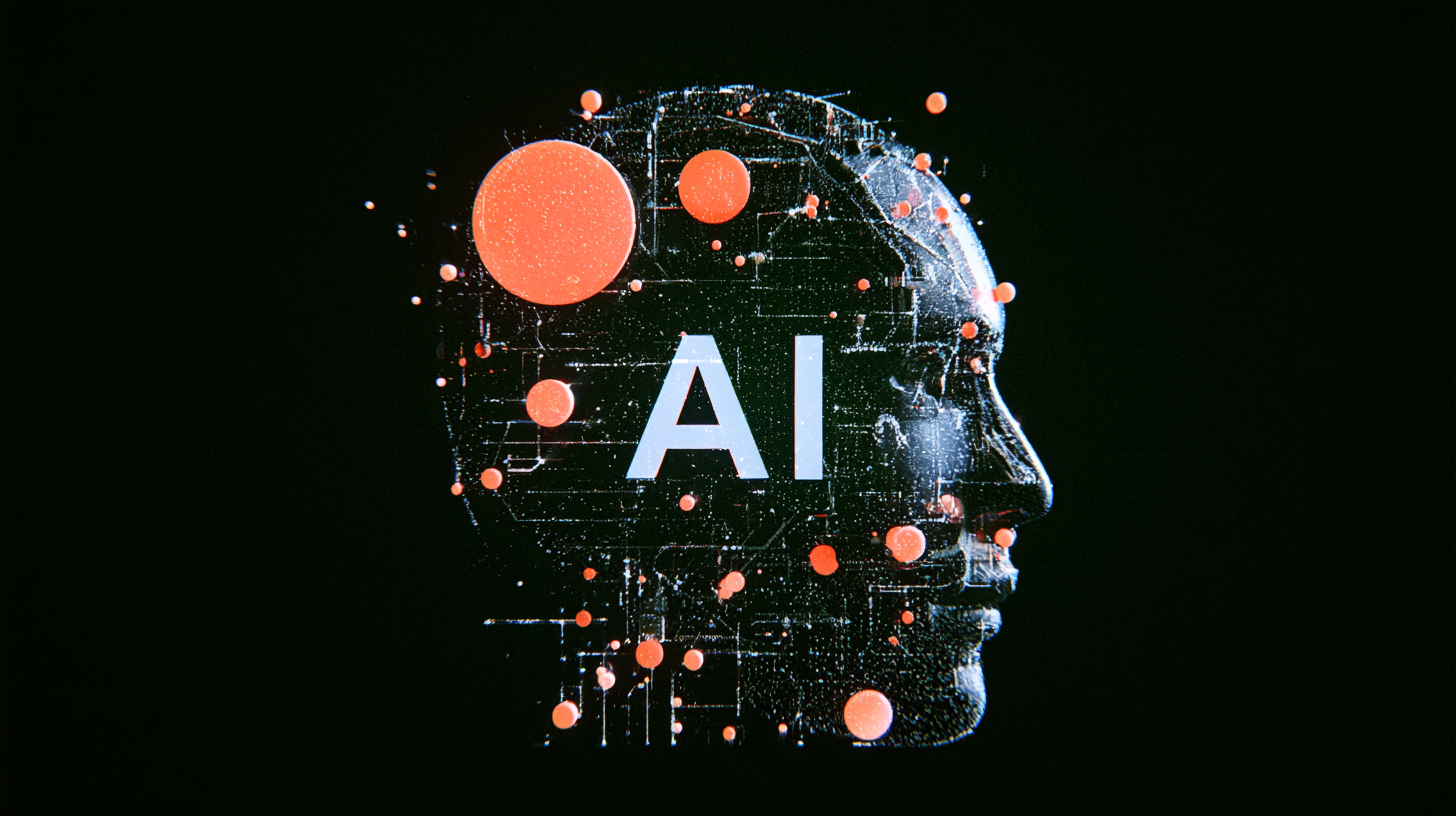 Digital head with orange nodes and AI lettering, representing SiteForge AI website development